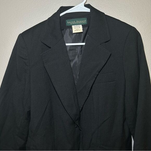 Harve Benard black 100% wool one button blazer women’s size medium 8 - Picture 2 of 8